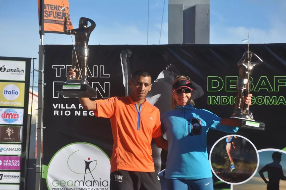 Miguel Cayupán y Gilda Flores regresaron a Roca con el triunfo en 42 kilómetros.