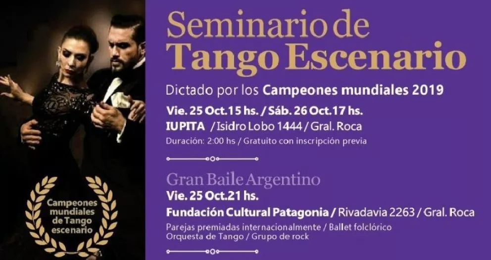 Pareja campeona del Mundial de Tango 2019 se presenta en General Roca