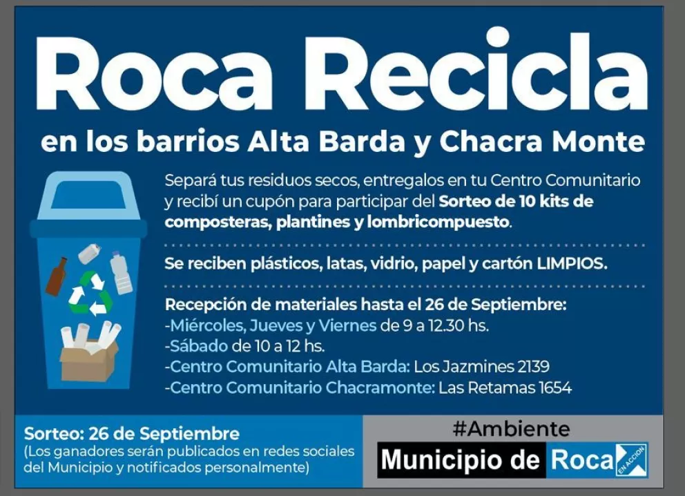 "Roca recicla" en los barrios Alta Barda y Chacramonte
