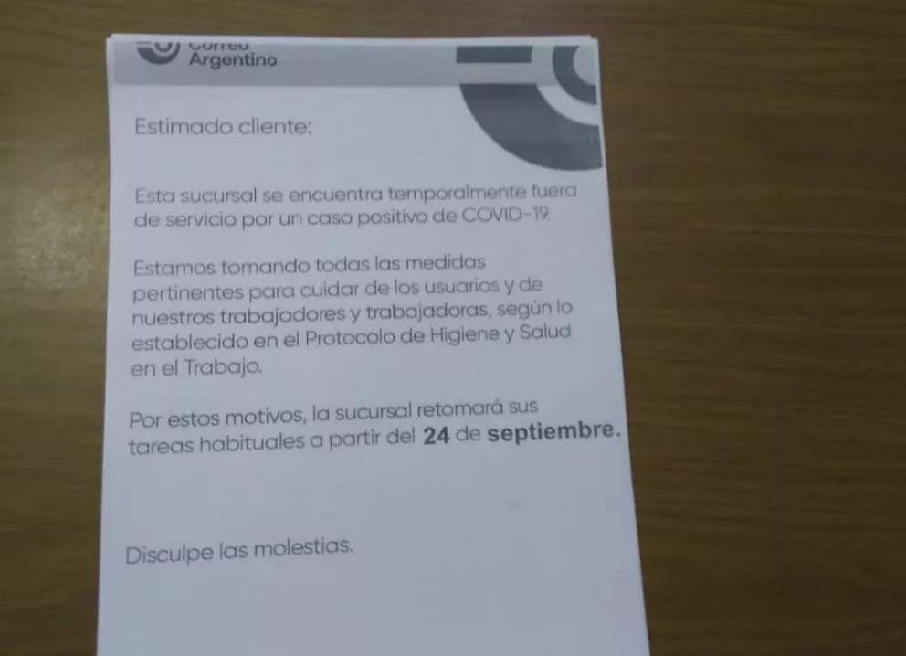 El Correo Argentino estará cerrado hasta el 24 de septiembre